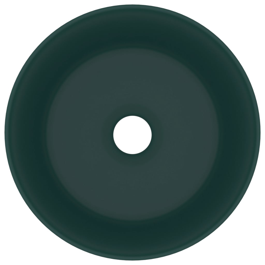 Lavandino Lusso Rotondo Verde Scuro Opaco 40x15 cm in Ceramica