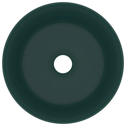 Lavandino Lusso Rotondo Verde Scuro Opaco 40x15 cm in Ceramica