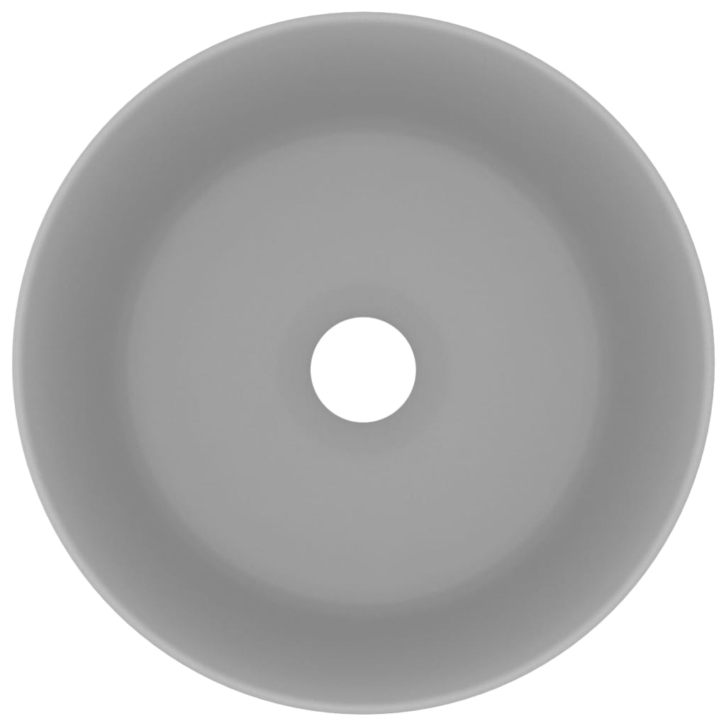 Lavandino Lusso Rotondo Grigio Chiaro Opaco 40x15cm in Ceramica