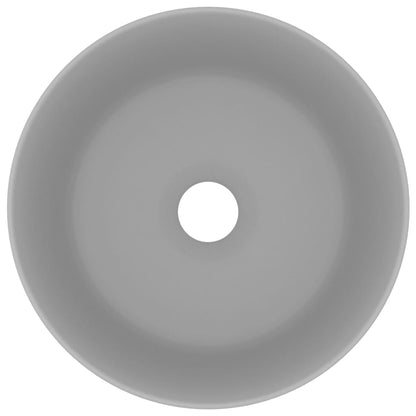 Lavandino Lusso Rotondo Grigio Chiaro Opaco 40x15cm in Ceramica