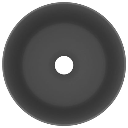 Lavandino Lusso Rotondo Grigio Scuro Opaco 40x15 cm in Ceramica