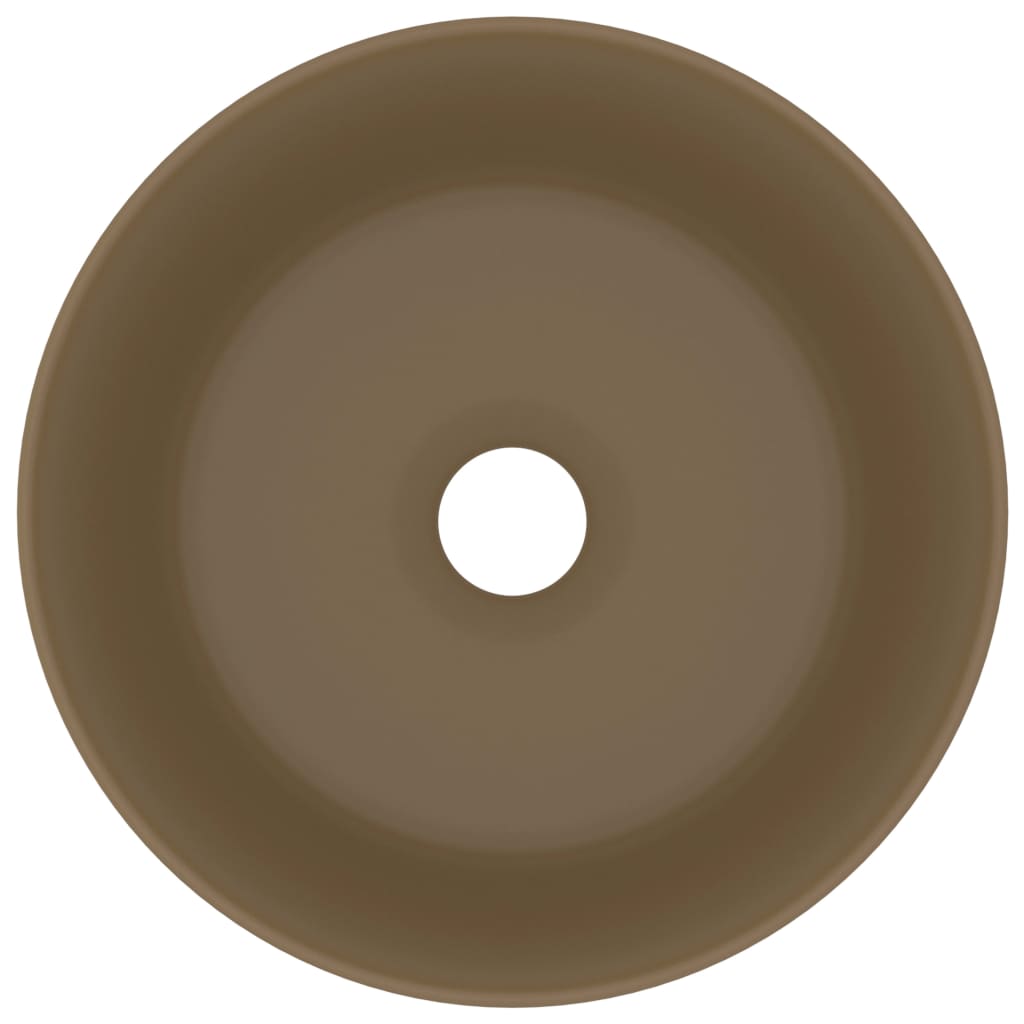 Lavandino Lusso Rotondo Crema Opaco 40x15 cm in Ceramica