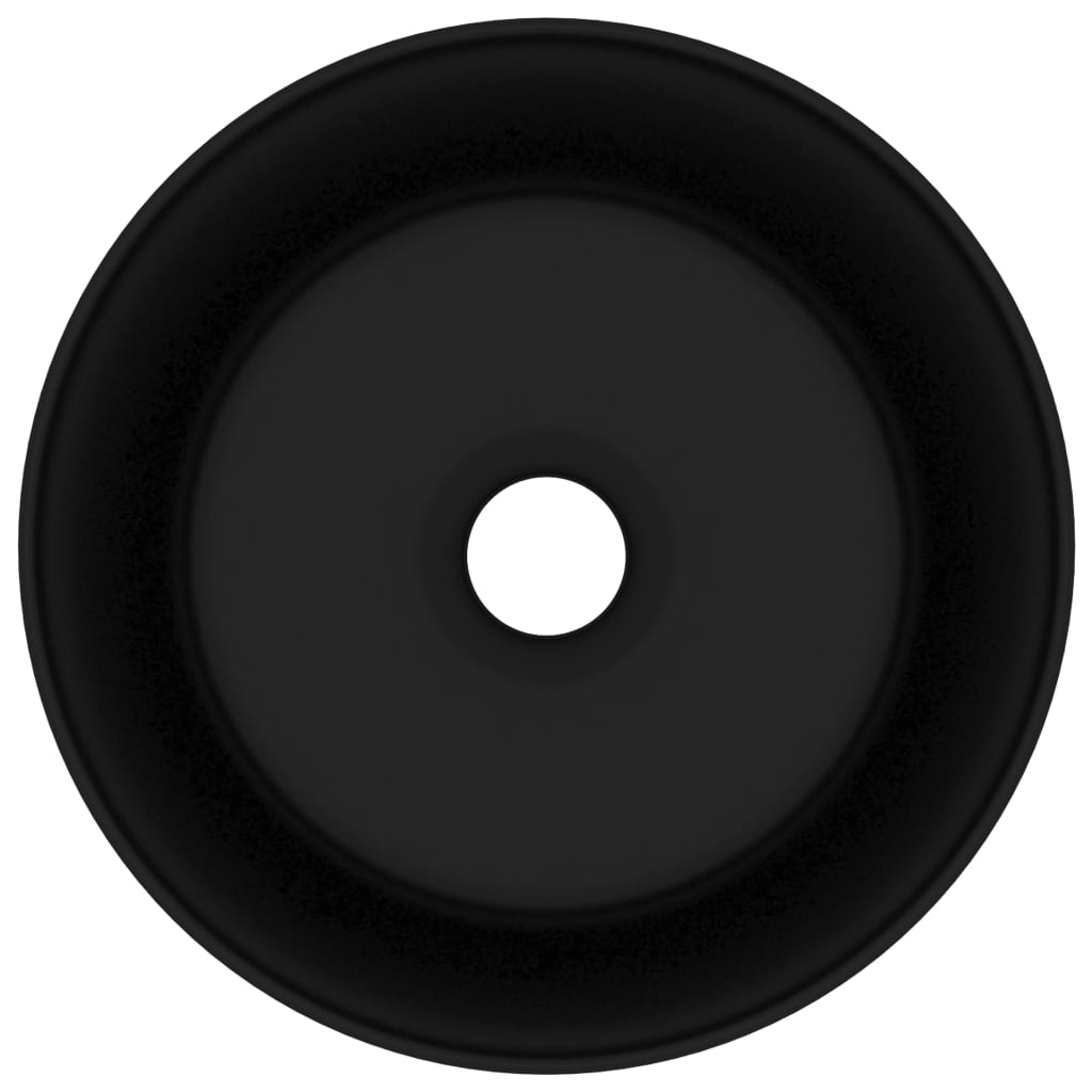 Lavandino Lusso Rotondo Nero Opaco 40x15 cm in Ceramica