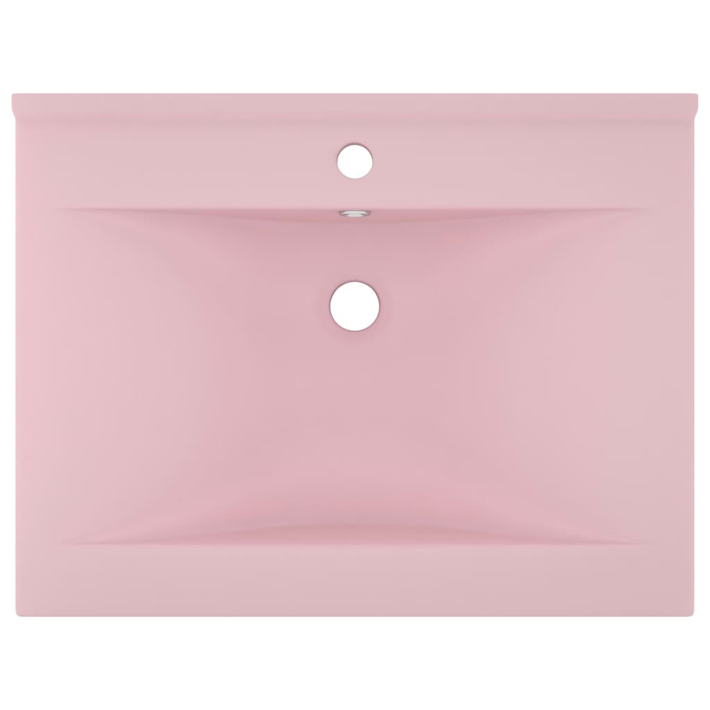 Lavandino con Foro Rubinetto Rosa Opaco 60x46 cm in Ceramica