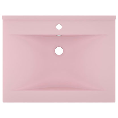 Lavandino con Foro Rubinetto Rosa Opaco 60x46 cm in Ceramica