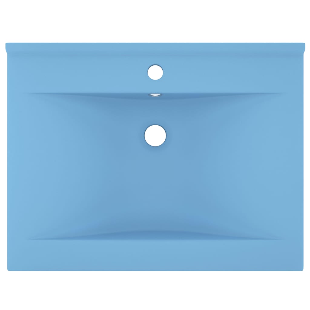 Lavandino con Foro Rubinetto Azzurro Opaco 60x46 cm in Ceramica