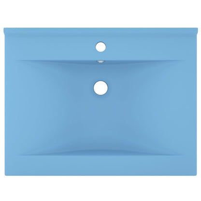 Lavandino con Foro Rubinetto Azzurro Opaco 60x46 cm in Ceramica