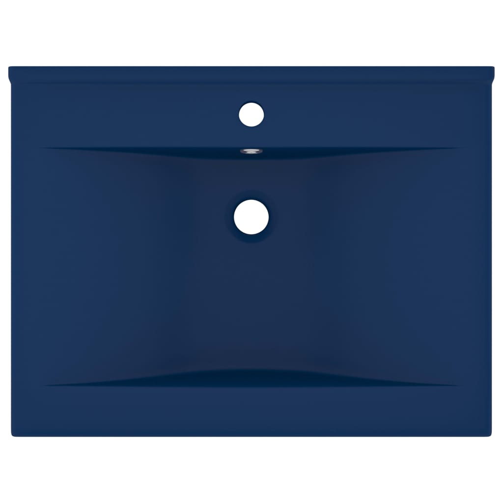 Lavandino con Foro Rubinetto Blu Scuro Opaco 60x46 cm in Ceramica