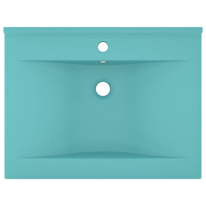 Lavabo con Foro Rubinetto Verde Chiaro Opaco 60x46 cm Ceramica