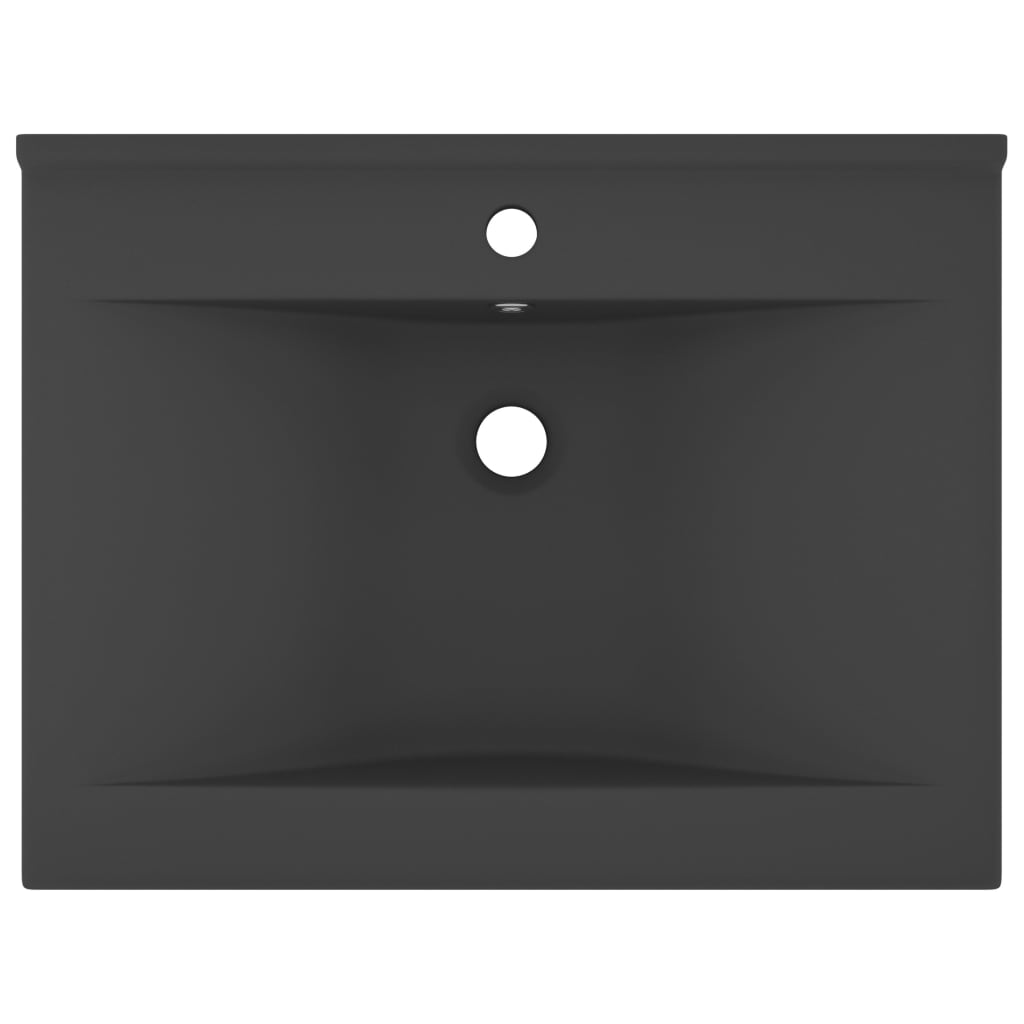 Lavabo con Foro Rubinetto Grigio Scuro Opaco 60x46 cm Ceramica