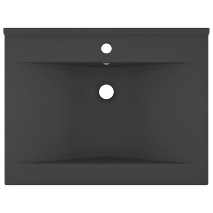 Lavabo con Foro Rubinetto Grigio Scuro Opaco 60x46 cm Ceramica