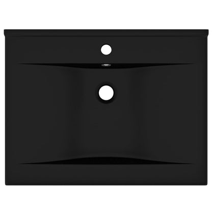 Lavandino con Foro Rubinetto Nero Opaco 60x46 cm in Ceramica