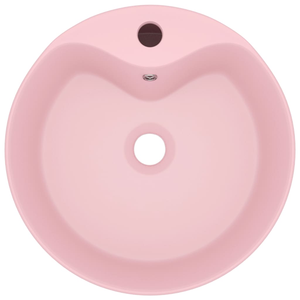 Lavandino con Troppopieno Rosa Opaco 36x13 cm in Ceramica