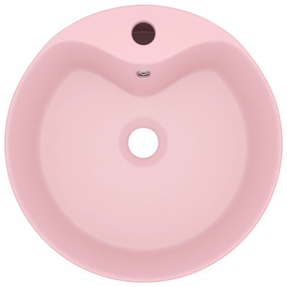 Lavandino con Troppopieno Rosa Opaco 36x13 cm in Ceramica