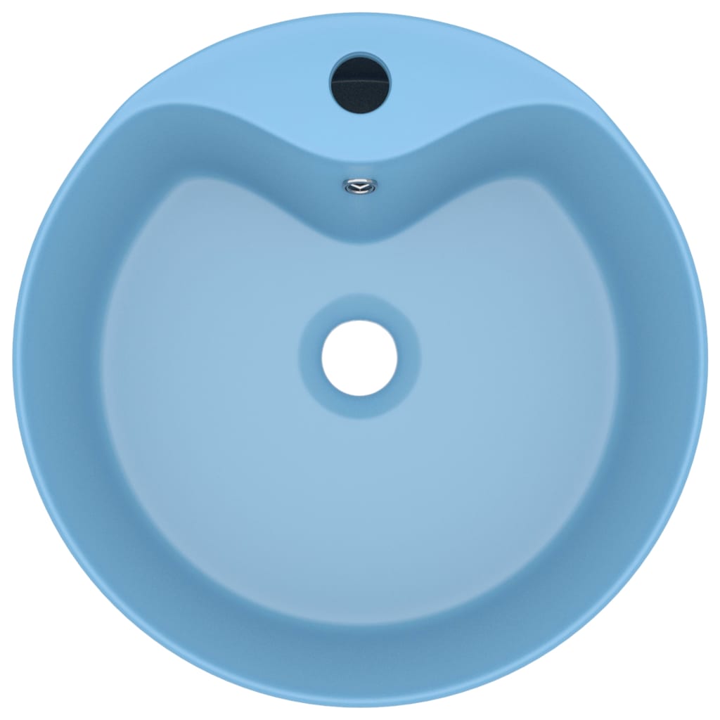 Lavandino con Troppopieno Azzurro Opaco 36x13 cm in Ceramica