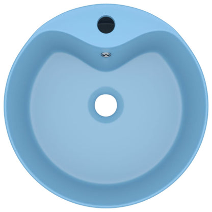 Lavandino con Troppopieno Azzurro Opaco 36x13 cm in Ceramica