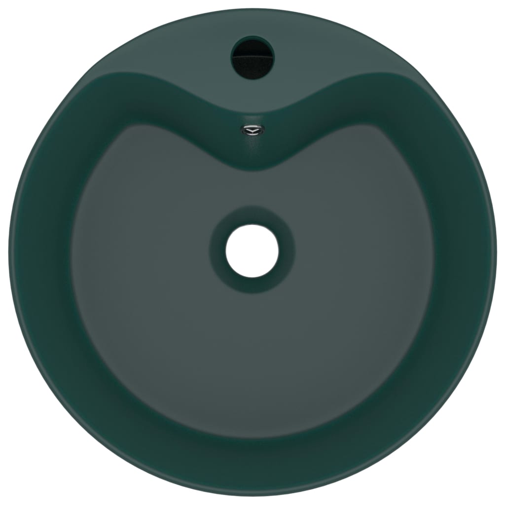 Lavandino con Troppopieno Verde Scuro Opaco 36x13cm in Ceramica