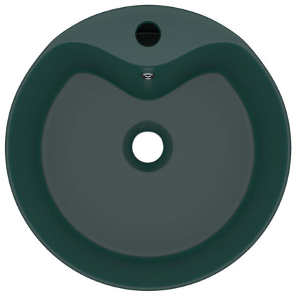 Lavandino con Troppopieno Verde Scuro Opaco 36x13cm in Ceramica