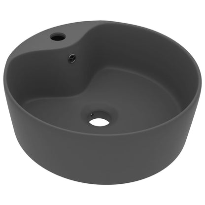 Lavandino con Troppopieno Grigio Scuro Opaco 36x13 cm Ceramica