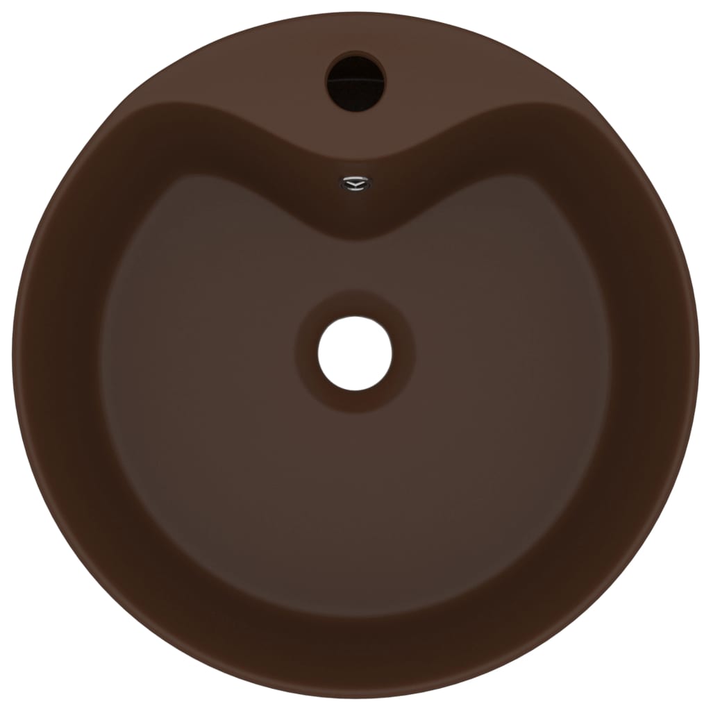 Lavandino con Troppopieno Marrone Scuro Opaco 36x13 cm Ceramica