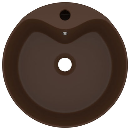 Lavandino con Troppopieno Marrone Scuro Opaco 36x13 cm Ceramica