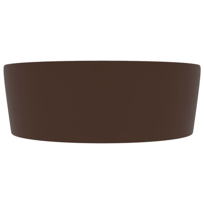 Lavandino con Troppopieno Marrone Scuro Opaco 36x13 cm Ceramica