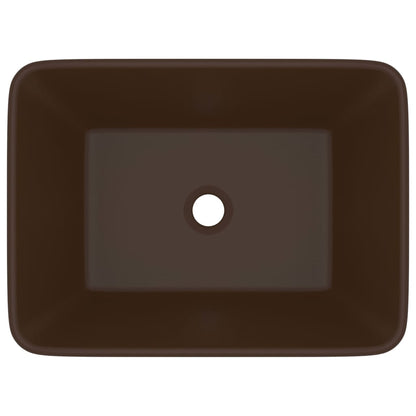 Lavandino Luxury Marrone Scuro Opaco 41x30x12 cm in Ceramica