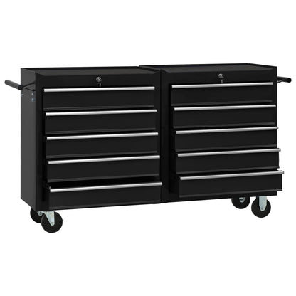 Carrello Porta Attrezzi con 5 Cassetti Nero 69x33x77 cm Acciaio