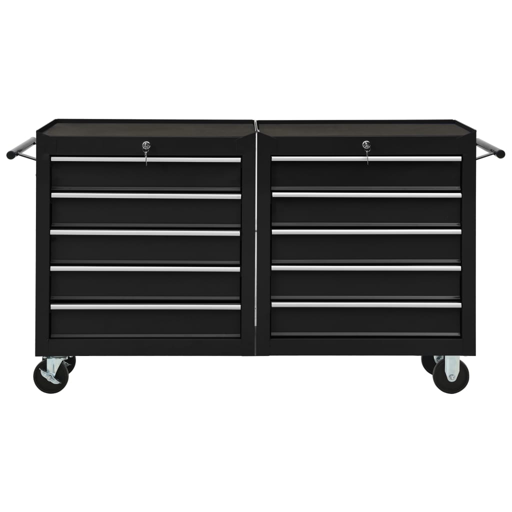 Carrello Porta Attrezzi con 5 Cassetti Nero 69x33x77 cm Acciaio