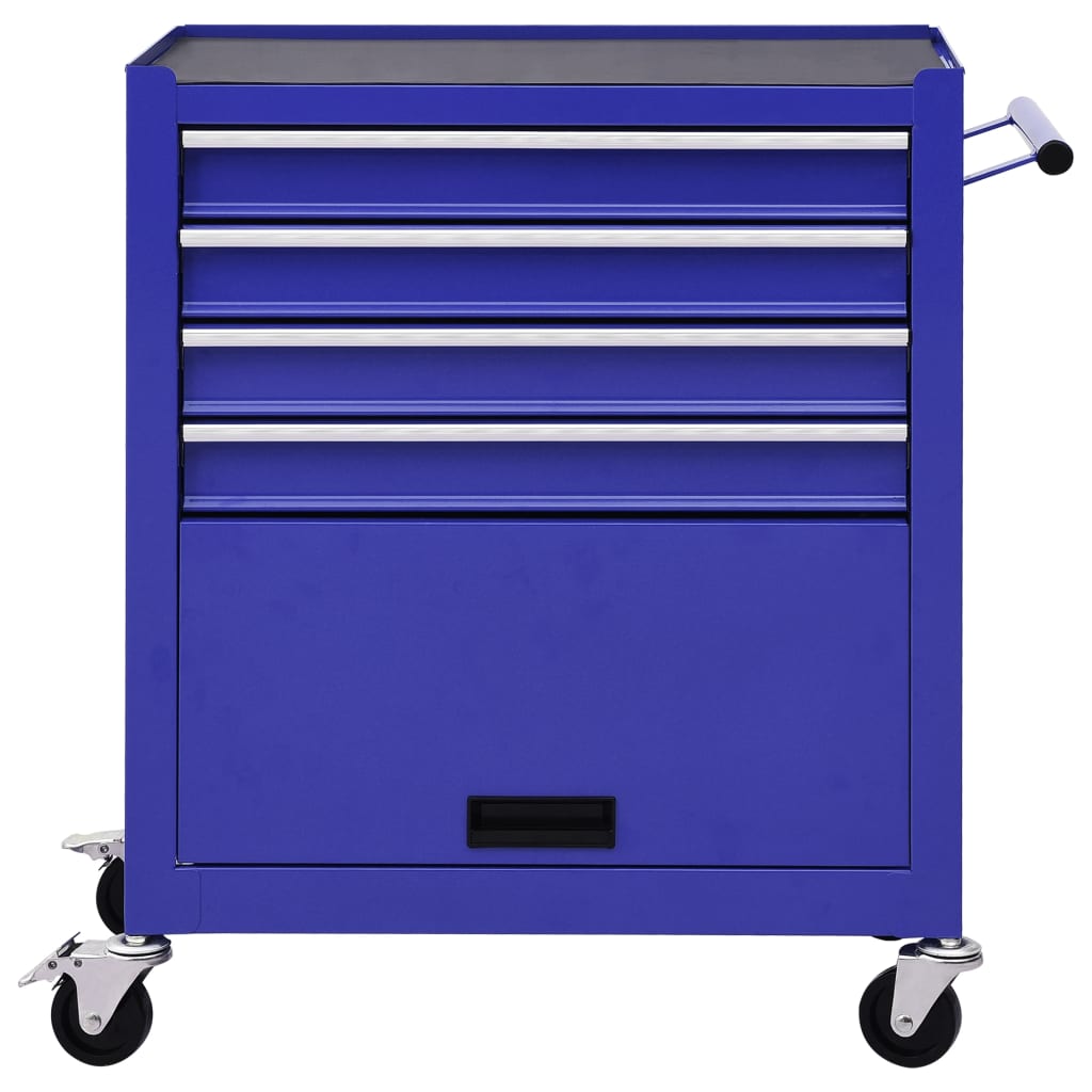 Carrello Portautensili con 4 Cassetti in Acciaio Blu