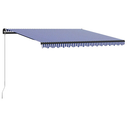 Tenda da Sole Retrattile Manuale con LED 450x300cm Blu e Bianco