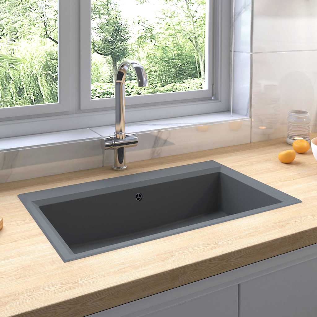 Lavello da cucina Grigio 79 x 50 x 31 cm Quarzo e Resina