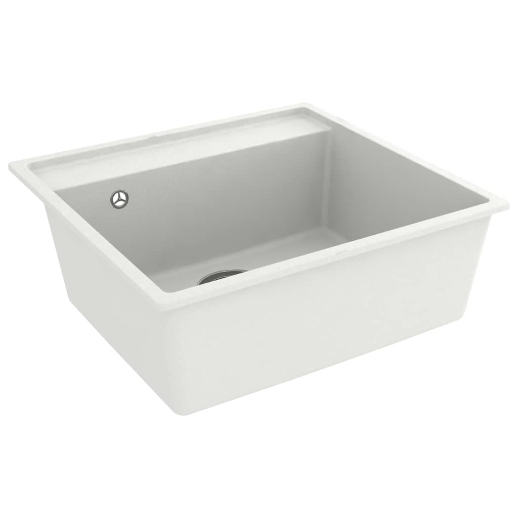 Lavello da Cucina con Foro Troppopieno Bianco in Granito