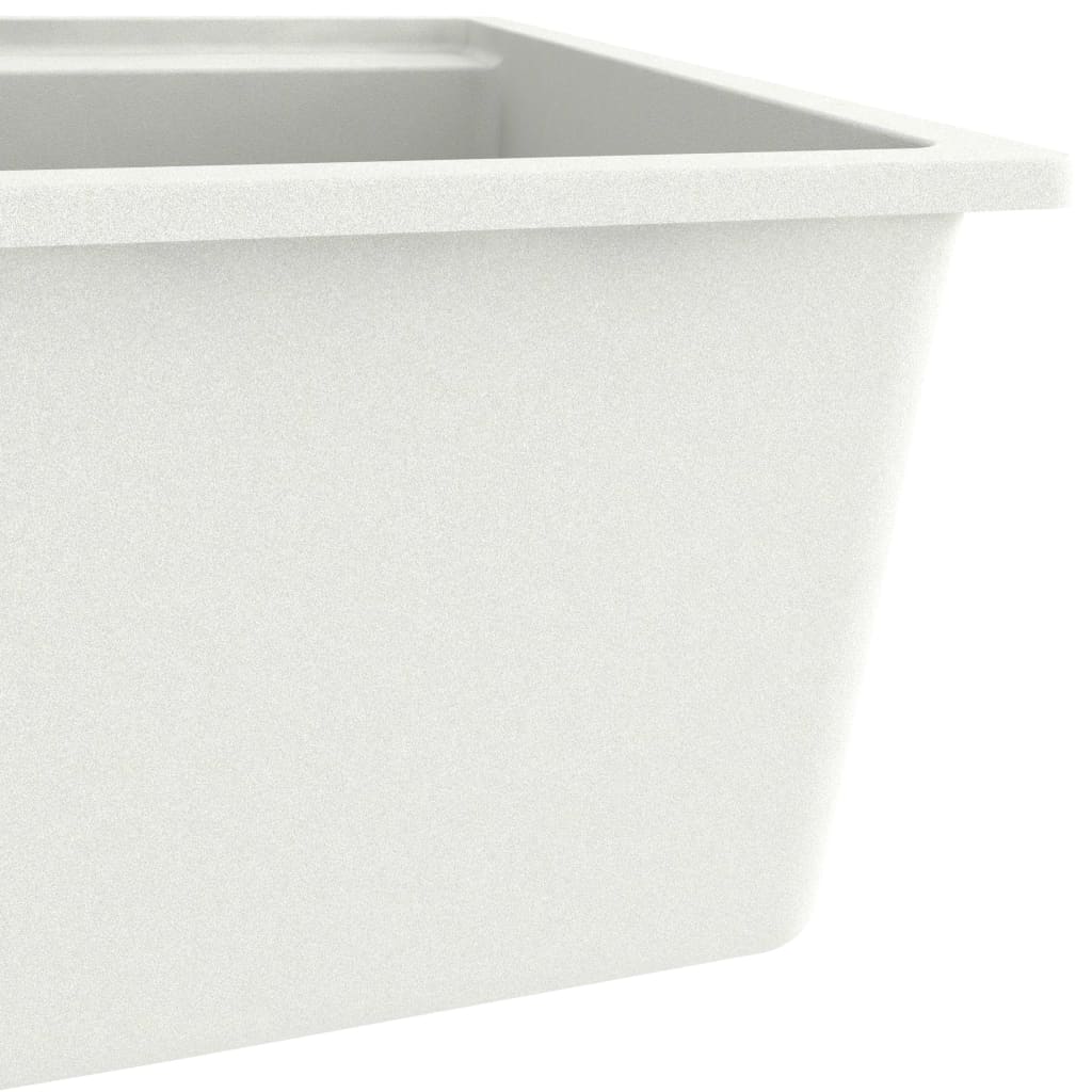 Lavello da Cucina con Foro Troppopieno Bianco in Granito