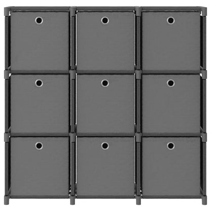 Mobile con 9 Scatole a Cubo Grigio 103x30x107,5 cm in Tessuto
