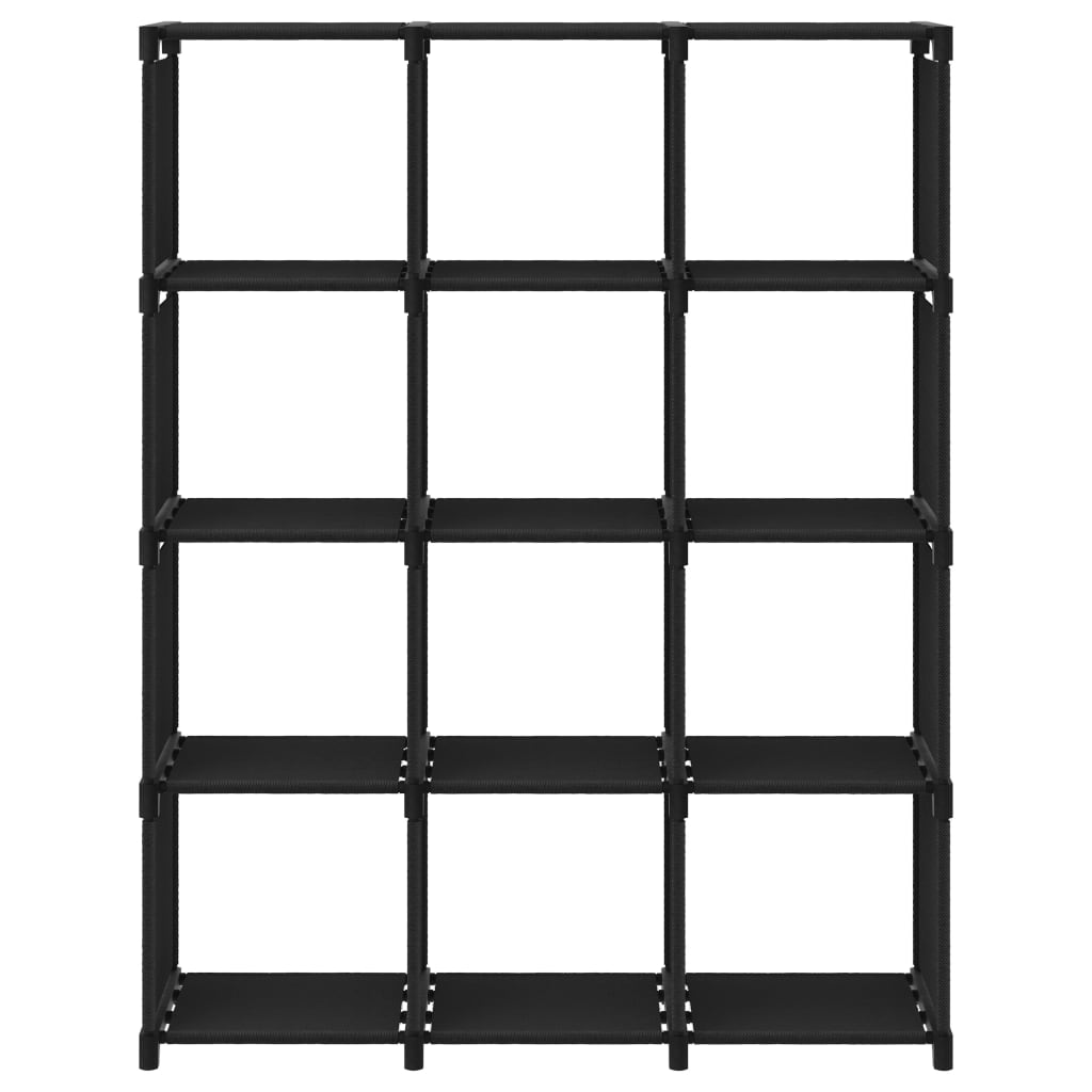 Mensola con 12 Vani a Cubo Nera 103x30x141 cm in Tessuto