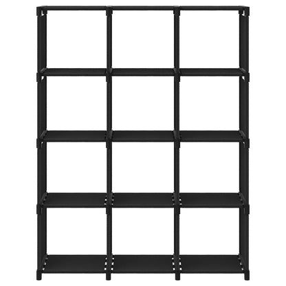 Mensola con 12 Vani a Cubo Nera 103x30x141 cm in Tessuto