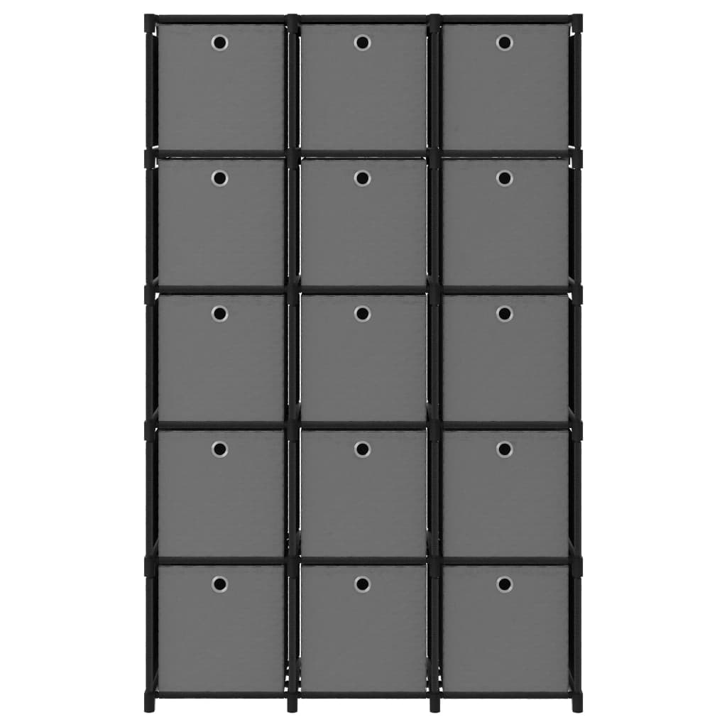 Mobile con 15 Scatole a Cubo Nero 103x30x175,5 cm in Tessuto