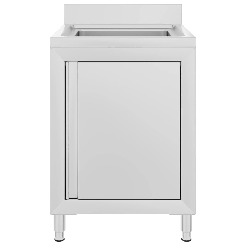 Mobiletto da Cucina con Lavandino in Acciaio Inox 60x60x96 cm