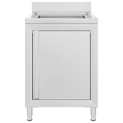 Mobiletto da Cucina con Lavandino in Acciaio Inox 60x60x96 cm