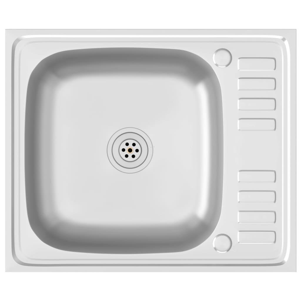 Lavello da Cucina con Scarico Argento 600x500x155 mm Acciaio