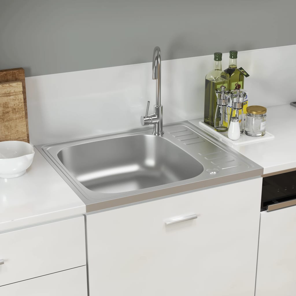 Lavello da Cucina con Scarico Argento 600x500x155 mm Acciaio