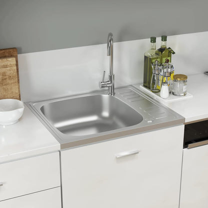 Lavello da Cucina con Scarico Argento 600x500x155 mm Acciaio