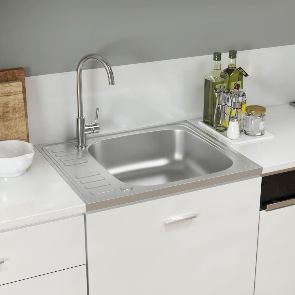 Lavello da Cucina con Scarico Argento 600x500x155 mm Acciaio