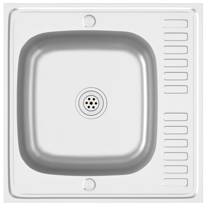 Lavello da Cucina con Scarico Argento 600x600x155 mm Acciaio