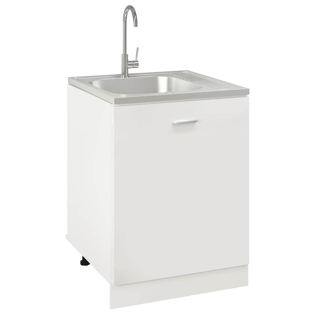 Lavello da Cucina con Scarico Argento 600x600x155 mm Acciaio