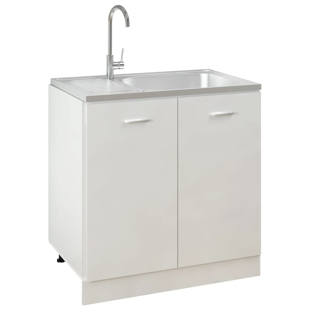 Lavello da Cucina con Scarico Argento 800x500x155 in Acciaio