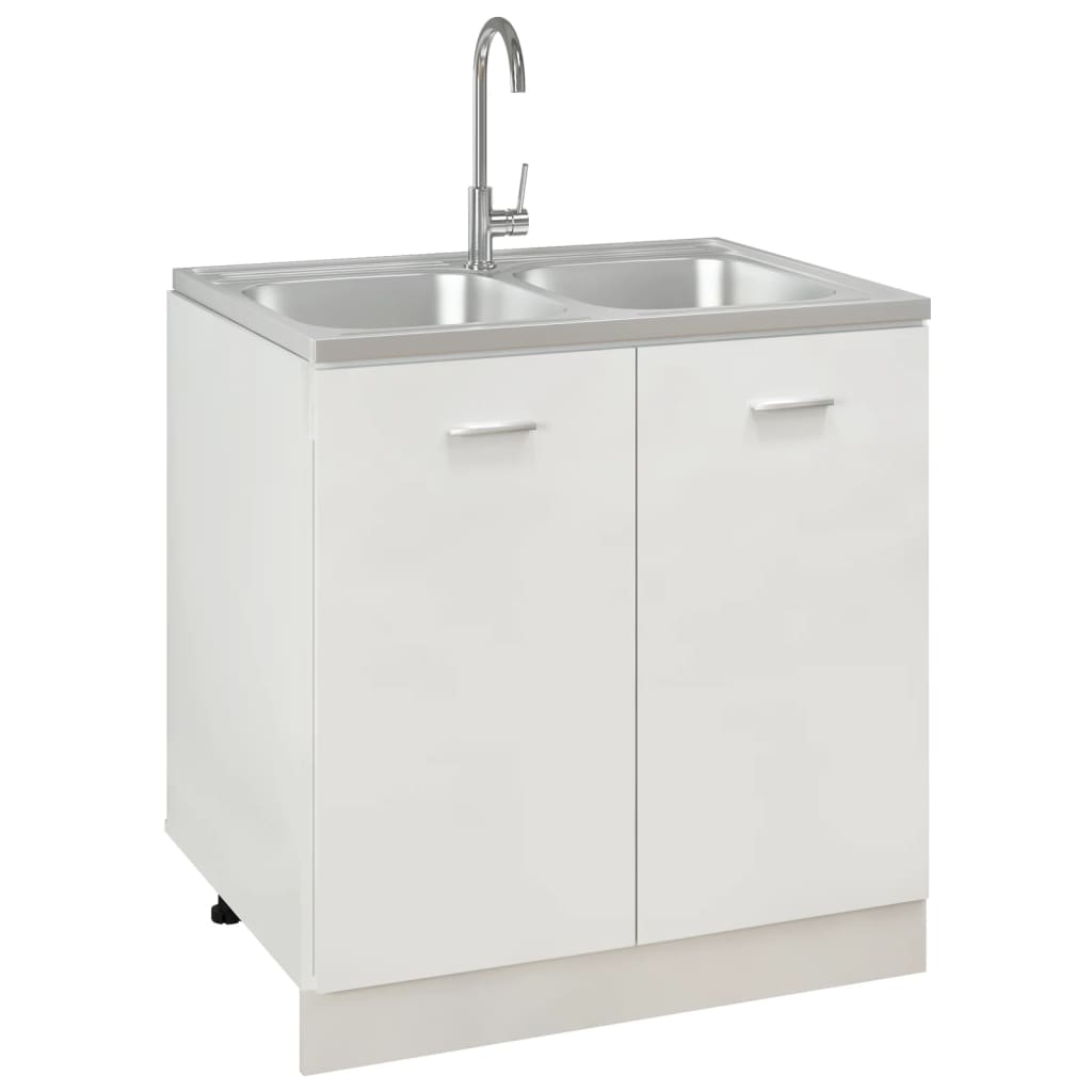 Lavello Cucina Doppia Vasca 800x600x155 mm Argento Acciaio Inox