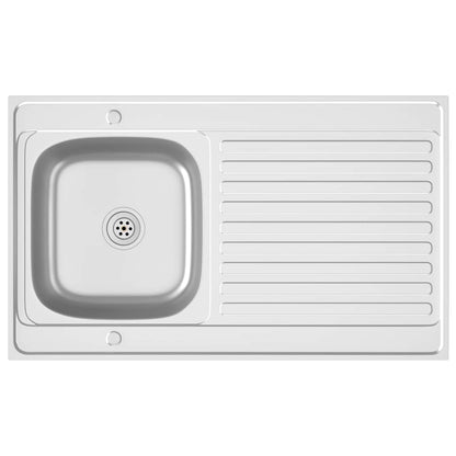 Lavello da Cucina con Scarico Argento 1000x600x155 mm Acciaio