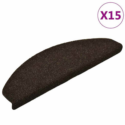 Tappetini per scale autoadesivi 15 pz 65x21x4 cm marrone scuro semicircolari grandi